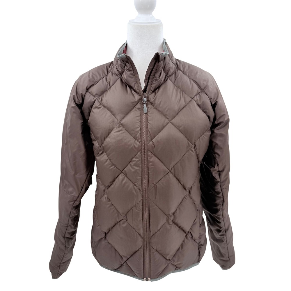 Outdoor‎ Research Aria Down Jacket Womens Medium Brown Diamond Quilt Puffer Zip